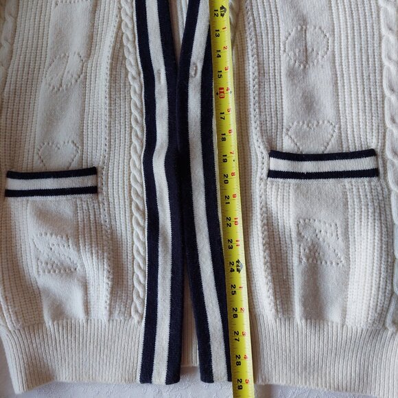 "Pointelle Knit Coatigan" Cardigan Cable Nautical Trim, Women's OverSize S - Picture 6 of 9